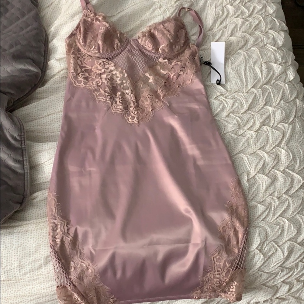 Fashion Nova Satin and Lace Bodycon Dress